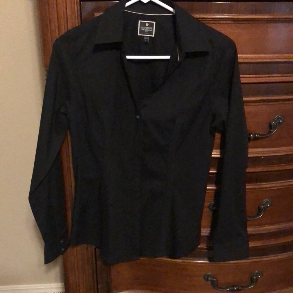 Express essentials black button down